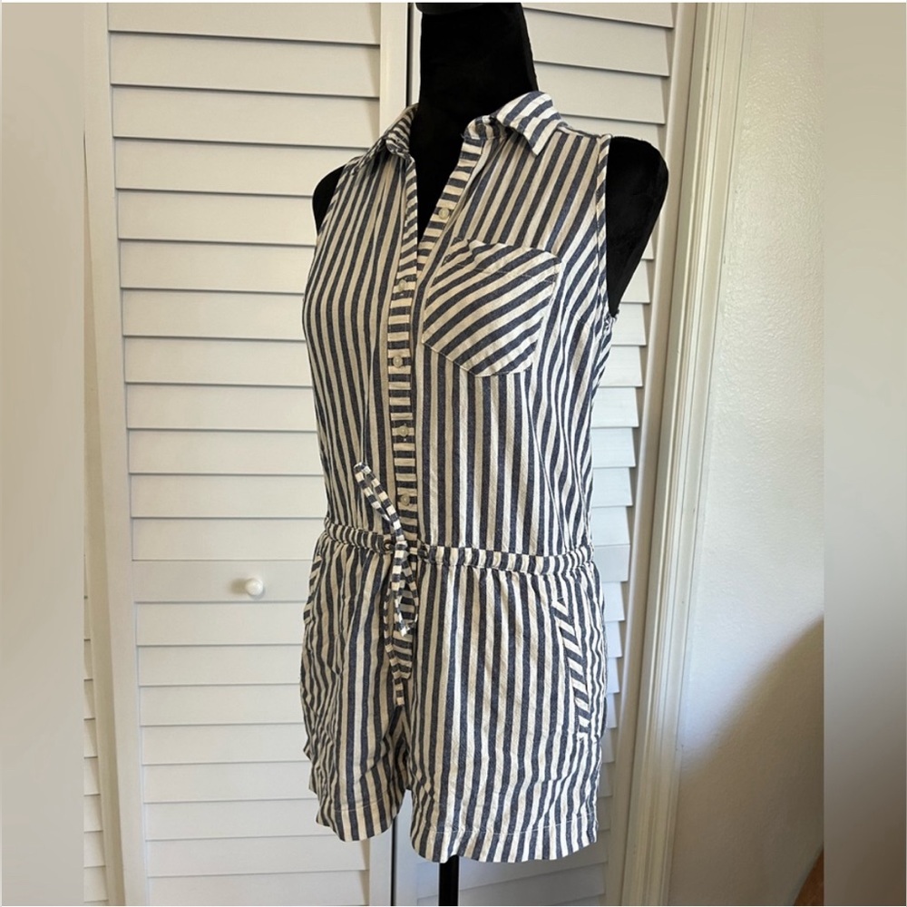 Abercrombie & Fitch Easy Waist Romper - Blue & White - XS